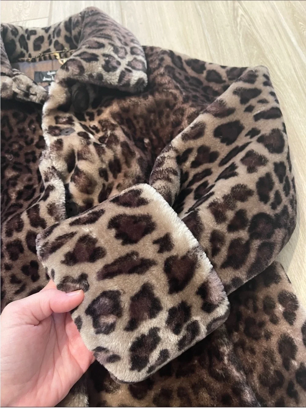 Vintage Dennis Basso Leopard Faux Fur Coat Jacket Sz XS